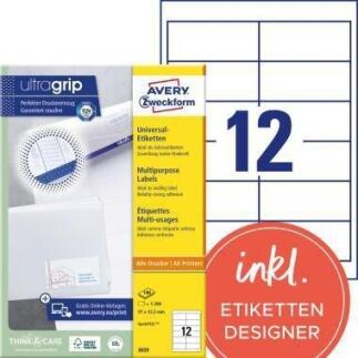 Avery Zweckform Universaletikett 3659, 97x42,3mm, 1.200 St., ultragrip, selbstklebend, weiß