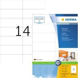 HERMA PREMIUM Etiketten 105x42,3mm, 1.400 St., selbstklebend, hochweiß, staufrei, FSC®