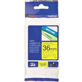 Brother TZE661 Schriftbandkassette 36mmx8m, laminiert, schwarz auf gelb, Originalzubehör