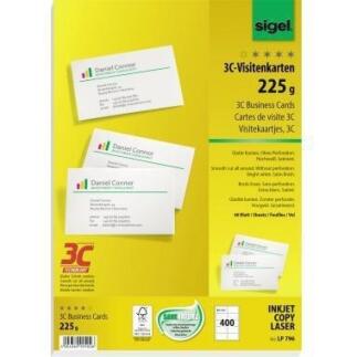 SIGEL Visitenkarten 85x55mm, 400 Stk, hochweiß, matt, für Laserdrucker, Inkjetdrucker