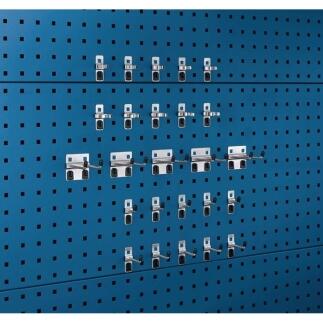 Werkzeughaltersortiment 25-tlg, verzinkt, für Lochplatten, 10 Haken, 5 Doppelhaken, 10 Klemmen