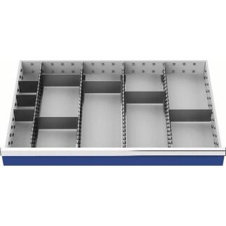 Schubladenunterteilung 200mm, 4 Längs- und 8 Querteiler, für B900 x T600 mm Schubladen