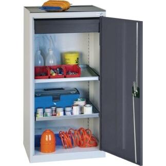 Werkzeug-/Beistellschrank H1000xB500xT500mm, 1 oder 2 Schubladen, lichtgrau/anthrazitgrau,