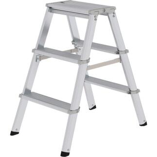 MUNK Stufenstehleiter Aluminium 2x3 oder 2x4 Stufen, beidseitig begehbar, max. 150 kg
