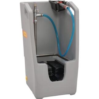 Stiefelreiniger CEMO mit Sammelstelle, PE, 3 feste + 1 bewegliche Bürste, Wasseranschluss ½