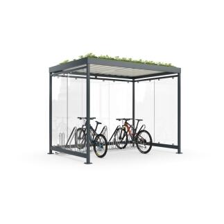 Fahrradüberdachung Pro-SET Modell K3 b/b mit Dachbegrünung und 4702XBF