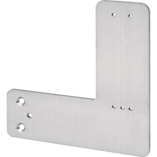 Montageplatte für Rohrrahmentüren DENI DIN L/R, Edelstahl, 165mm oder 210mm Länge, rechts/links