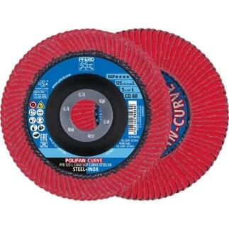 Fächerscheibe POLIFAN CO SGP CURVE D.125mm K.60 INOX/Stahl, Ausführung L oder M, 10 Stk