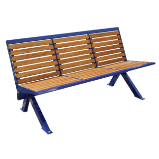 Sitzbank -Level- mit Rückenlehne, aus Stahl, Sitz- und Rückenfläche aus Robinien-Holz