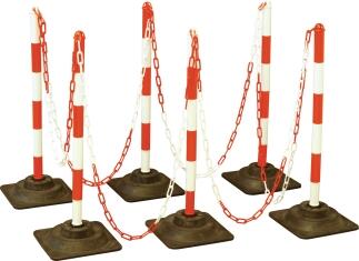 Kettenpfosten 'EcoMax' Set mit 6 Kettenpfosten und 10 m Kunststoffkette