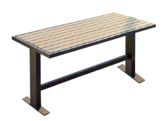 Tisch -Delion- aus Stahl, Abstellfläche aus Hartholz, Gestell T-förmig