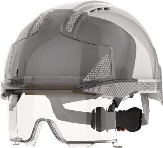 Industriehelm EVO VISTAlens weiß/smoke, ABS, belüftet, mit integrierter Schutzbrille, JSP