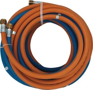 Autogengasschlauch 6/9x5/3,5mm 1/4Zoll RH/3/8Zoll LH, montiert mit Schlauchordner, L.5-30m
