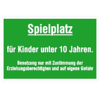 Spielplatzschild, Spielplatz für Kinder unter 10 Jahren. Benutzung nur mit...