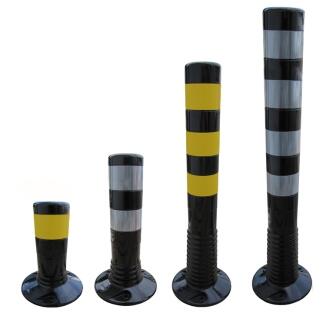Absperrpfosten 'Elasto Schwarz' Ø 80 mm, überfahrbar mit retroreflektierenden Streifen, 300, 450,