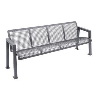 Sitzbank 'Forum' mit Rückenlehne, aus Stahl, Sitz- und Rückenfläche aus Drahtgitter, mobil