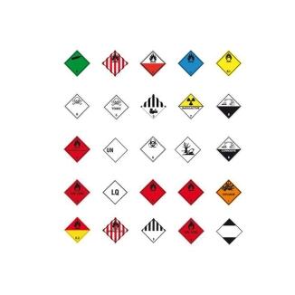 Gefahrenetiketten/Verpackungskennzeichnung 100 x 100 mm aus PVC-Folie, selbstklebend