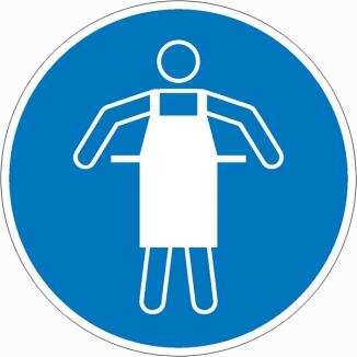 Gebotsschild, Schutzschürze benutzen