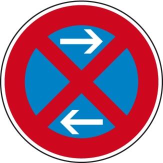 Verkehrszeichen 283-31 StVO, Absolutes Haltverbot Mitte (Linksaufstellung)
