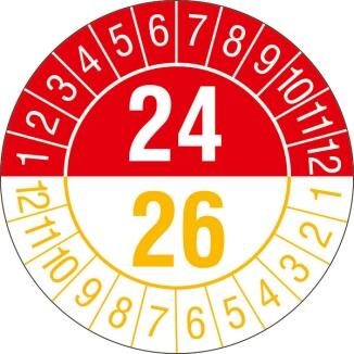 Prüfplaketten mit Jahresfarben (übergreifend, 3 Jahre), 2022/2024-2029/2031, Bogen