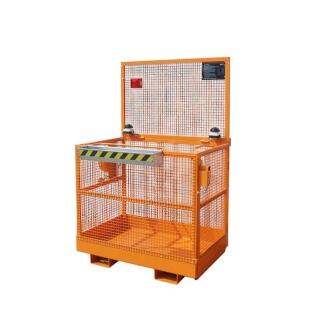 Arbeitsbühne 'Typ MB-ST-T' aus Stahl, mit Zweihand-Zustimmungs-Tastschalter und Türtrennschalter