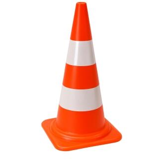 Leitkegel aus PE, rot/orange, 2 Streifen, 500 mm