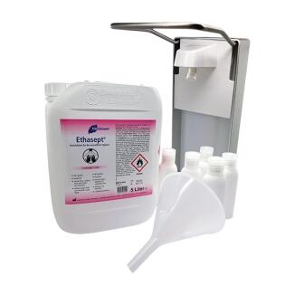 Infektionsschutzpaket 'Basic' inkl. Handdesinfektion, Spender, Trichter und Dosierflaschen