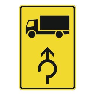 Verkehrszeichen 442-30 StVO, Vorwegweiser für KFZ m. zul. Gesamtmasse über 3,5t (geradeausweisend)