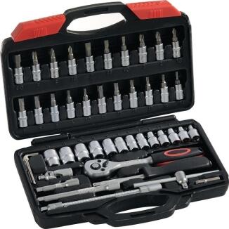 Steckschlüsselsatz 45-tlg, 1/4 Zoll, SW 4-14mm, 72 Zähne, Umschaltknarre, NOW, Kunststoffkoffer