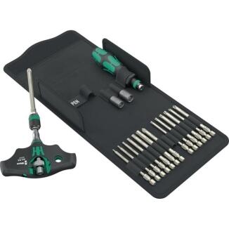 WERA Schraubendrehersatz Kraftform Kompakt 400 RA SHK Set 19-teilig, mit Wechselklingen, textile Box