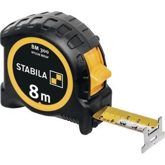 STABILA Taschenrollbandmaß BM 300, 5m oder 8m, EASY-CLIP, doppelseitige Skala, Spikes-Haken
