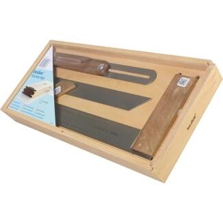 Tischler-Set 300mm 3-tlg, Edelstahl/Nussbaum, rostfrei, im Holzkasten, HEDUE