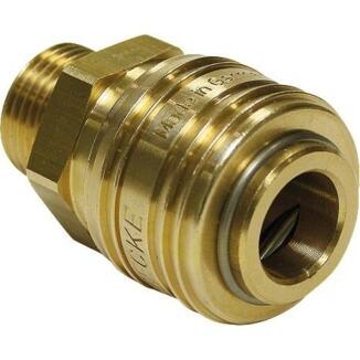 Schnellverschlusskupplung Messing NBR 1/4, 3/8 oder 1/2 Zoll, Durchfluss 1000, Außengewinde