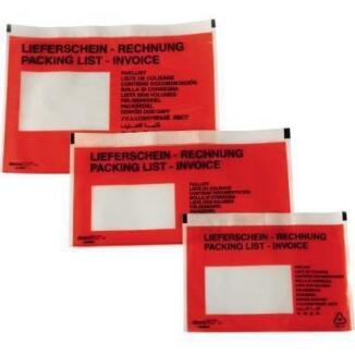 Dokumententasche für Lieferschein-Rechnung, rot, 250 St./Pack, klimaneutral, selbstklebend
