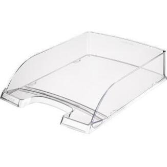 Leitz Briefablage Transparent Plus DIN A4, stapelbar, glasklar, dunkelrot, dunkelblau, grau