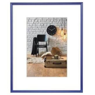 Hama Bilderrahmen Sevilla A4, blau oder silber, Passepartout, EasyClip-Verschluss, Kunststoff