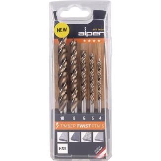 ALPEN Holzspiralbohrersatz TIMBER TWIST 5/8/25-tlg. für präzises Bohren in Holz und