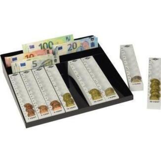WEDO Geldzählkasse lichtgrau, 3 Scheinfächer, 8 Münzrillen, rutschfester Stand, Metallrahmen