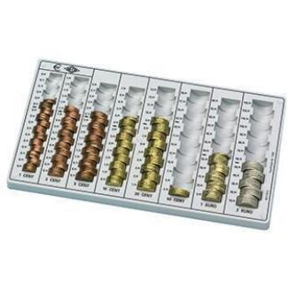 WEDO Geldzählbrett ECO II lichtgrau, 8 Reihen, mit Gummifüßen, für EUR, 328x178x31mm