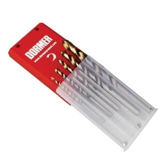 DORMER Spiralbohrersatz A089, 5-teilig, HSS, TiN-Beschichtung, Ø 4-10mm, DIN 338, Zylinderschaft