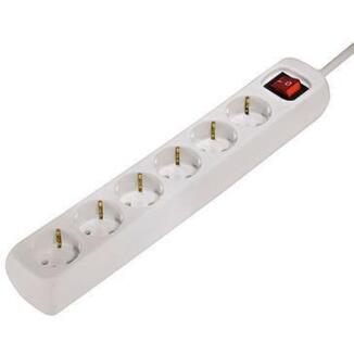 Hama Steckdosenleiste 6-fach, 3m, weiß, mit Schalter, erhöhtem Berührungsschutz, 45° Winkel