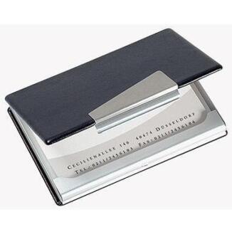 SIGEL Visitenkartenetui VZ131, für 20 Karten, Alu/Lederoptik, silber/schwarz, elegant, schützend