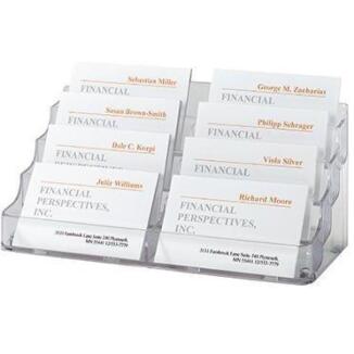 SIGEL Visitenkartenaufsteller VA138, 8 Fächer, glasklar, platzsparend, rutschsicher, für 70 Karten