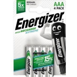 Energizer Akku Recharge Extreme AAA 4 St., 800 mAh, bis zu 6x längere Laufzeit, vorgeladen