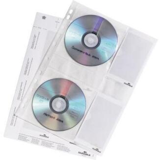 DURABLE CD/DVD Hülle COVER M, transparent, 5 St./Pack, für Ordner, mit Schutzvlies, 4 Taschen