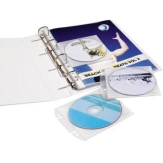 DURABLE CD/DVD Hülle COVER EASY 10St transparent, 2fach Lochung, mit Schutzvlies, extrastark