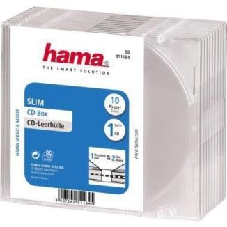 Hama Slim CD/DVD Hüllen, transparent, 10 Stück, Platzsparend für CDs, DVDs, Blu-rays