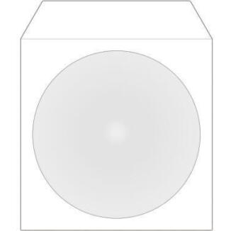 MediaRange CD/DVD Hüllen, 100 Papiertaschen, selbstklebend, für CDs, DVDs, Blu-Rays, weiß