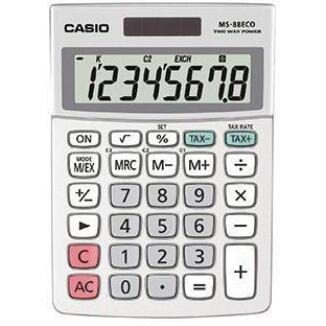 CASIO Tischrechner MS-88 ECO, 8-stellig, silbergrau, Solar- und Batteriebetrieb, recyceltes Material