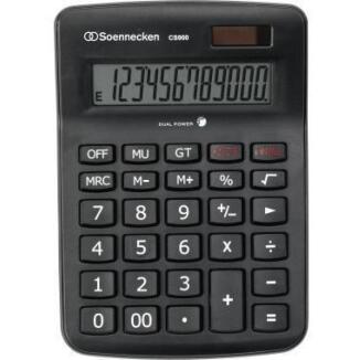Soennecken Tischrechner CS900 schwarz, Solar-Energie oder Batterie, 12-stellig, LCD-Display